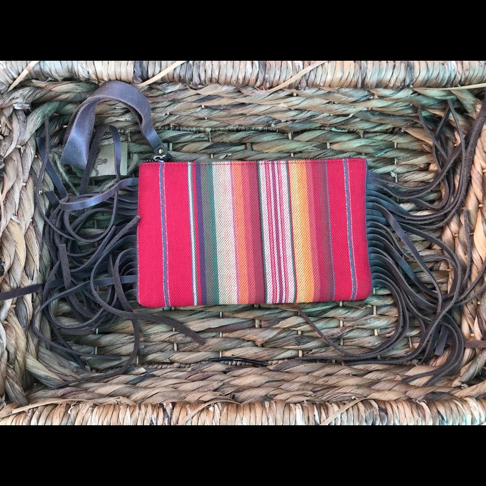 L&B leopard and serape clutch